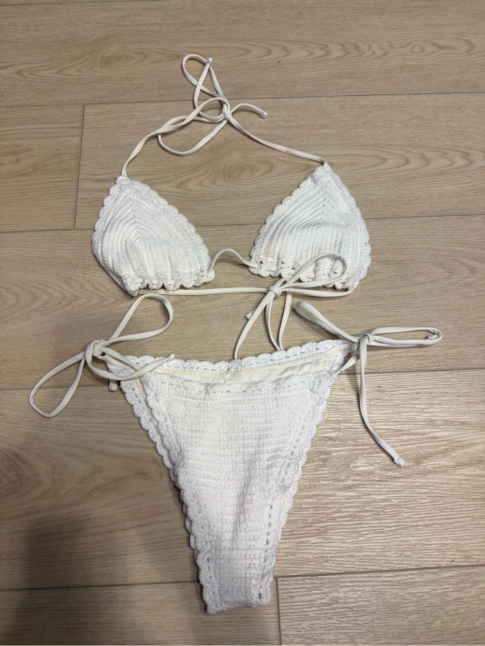 Garage white crochet bikini